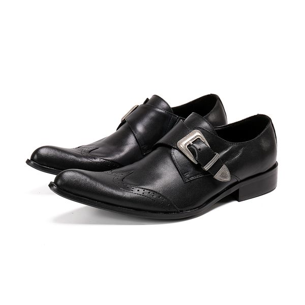 chaussures homme new brand men formal shoes slip on pointed toe genuine leather buckle strap oxford shoes for men dress shoes, Black
chaussures homme new brand men formal shoes slip on pointed toe genuine leather buckle strap oxford shoes for men dress shoes, Black