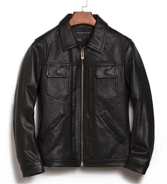 men's leather & faux youth style fashion genuine sheep skin jacket slim fit lapel short coat winter autumn clothing 41n9, Black
men's leather & faux youth style fashion genuine sheep skin jacket slim fit lapel short coat winter autumn clothing 41n9, Black