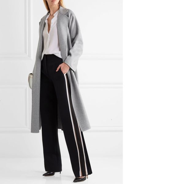 women's wool & blends spring autumn women notched woolen robe split long coat female outerwear manteau femme abrigos mujer ladies overc, Black
women's wool & blends spring autumn women notched woolen robe split long coat female outerwear manteau femme abrigos mujer ladies overc, Black