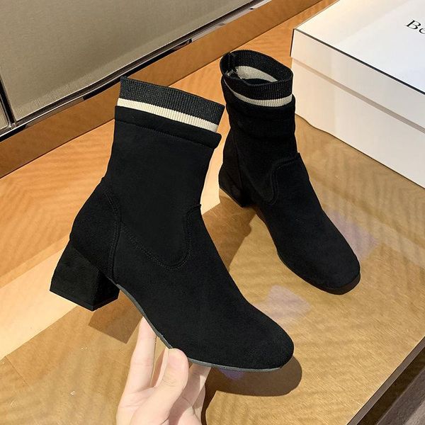 boots 41 large size single thick heel short autumn and winter wild martn thin socks high women's shoes, Black
boots 41 large size single thick heel short autumn and winter wild martn thin socks high women's shoes, Black