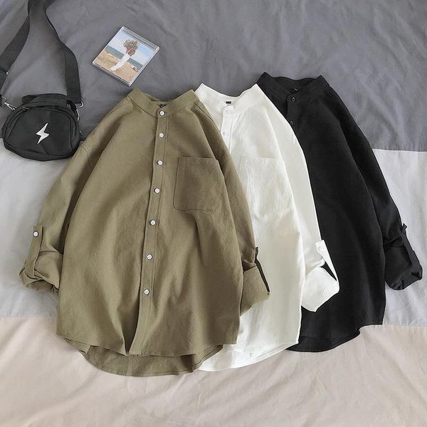 men's casual shirts long sleeve streetwear collarless cotton chinese style autumn spring beach top, White;black
men's casual shirts long sleeve streetwear collarless cotton chinese style autumn spring beach top, White;black