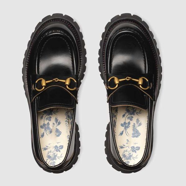 horsebit embossed sole leather dress shoes, Black