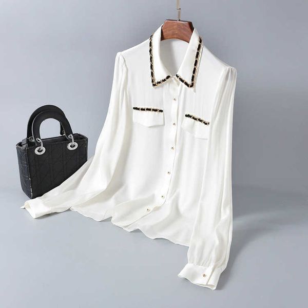 women's blouses & shirts metal shirts silk women's fashions coat color collision long sleeve cardigan female temperament belh, White
women's blouses & shirts metal shirts silk women's fashions coat color collision long sleeve cardigan female temperament belh, White