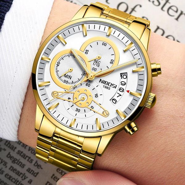 wristwatches nibosi men watch stainless steel chronograph quartz watches mens luminous waterproof gold sport clock male relogio masculino, Slivery;brown
wristwatches nibosi men watch stainless steel chronograph quartz watches mens luminous waterproof gold sport clock male relogio masculino, Slivery;brown