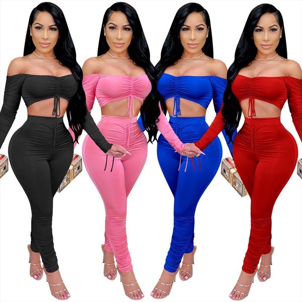 zoctuo solid two piece womens pants set off shoulder long sleeve shirt trousers outfits drawstring club tracksuit, White
zoctuo solid two piece womens pants set off shoulder long sleeve shirt trousers outfits drawstring club tracksuit, White