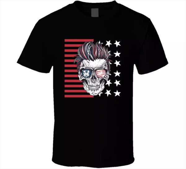 american flag skull tee vintage show vector tattoo classic men's t shirt new, White;black
american flag skull tee vintage show vector tattoo classic men's t shirt new, White;black