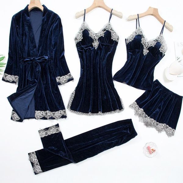 golden velvet 5pcs silk robe sets nightdress lace nightgown autumn and winter women's home clothes pajamas gown set nightie sleepwear, Black;red
golden velvet 5pcs silk robe sets nightdress lace nightgown autumn and winter women's home clothes pajamas gown set nightie sleepwear, Black;red