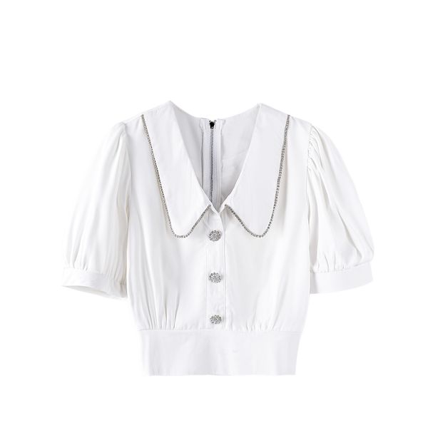 chiffon shirts spring summer new short sleeve waist turn-down collar casual women 210421, White
chiffon shirts spring summer new short sleeve waist turn-down collar casual women 210421, White