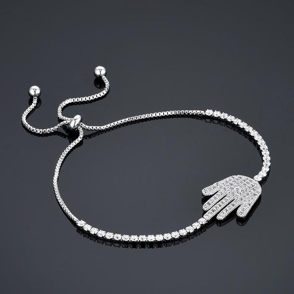 link, chain trendy silver color bracelet for women cubic zirconia hand of fatima bangles femme jewelry, Black
link, chain trendy silver color bracelet for women cubic zirconia hand of fatima bangles femme jewelry, Black