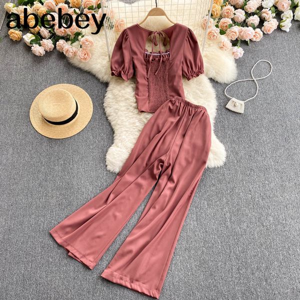 women summer boho solid vacation set square collar short sleeve high waist wide leg long pants two piece suit 210512, White
women summer boho solid vacation set square collar short sleeve high waist wide leg long pants two piece suit 210512, White