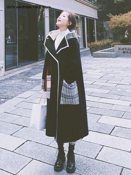 women's wool & blends plaid fur coat medium length hepburn style loose and versatile casual in autumn winter 2021, Black
women's wool & blends plaid fur coat medium length hepburn style loose and versatile casual in autumn winter 2021, Black