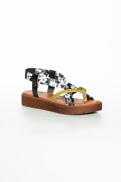 sandals genuine leather black green women 's rt-3166