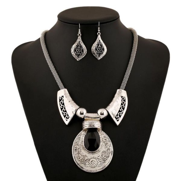 vintage big stone pendant necklaces statement ethnic carving metal thick chain necklace plated maxi geometric jewelry, Silver
vintage big stone pendant necklaces statement ethnic carving metal thick chain necklace plated maxi geometric jewelry, Silver