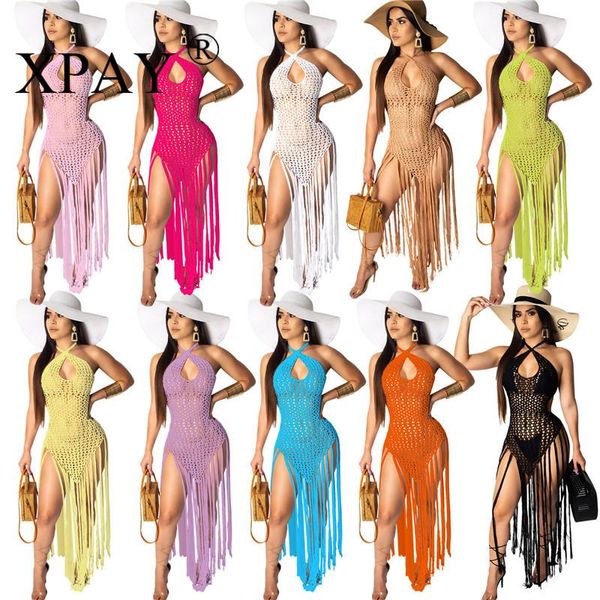 women's swimwear wholesale items low-cut halter beach dress fashion backless fringed woven summer for women cover up x6724, White;black
women's swimwear wholesale items low-cut halter beach dress fashion backless fringed woven summer for women cover up x6724, White;black