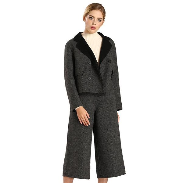 women's two piece pants winter fashion suit women real wool western-style clothes blazer suits lady s8711, White
women's two piece pants winter fashion suit women real wool western-style clothes blazer suits lady s8711, White
