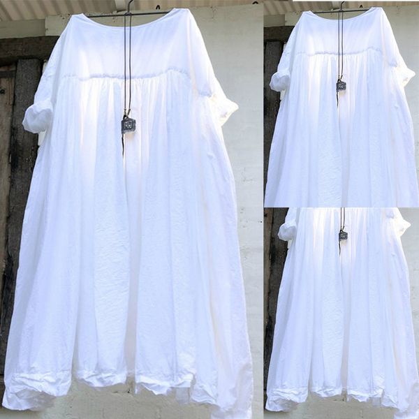 Fashion Dress 2021 Spring and Summer Women' Loose Size Solid Round Neck for Women, White
Fashion Dress 2021 Spring and Summer Women' Loose Size Solid Round Neck for Women, White