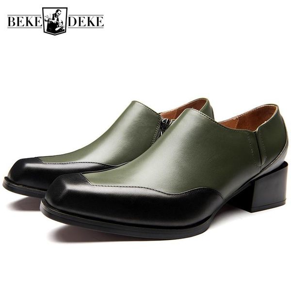 dress shoes fashion men square toe cowhide genuine leather slip on loafers color mixed block med heels business man formal, Black
dress shoes fashion men square toe cowhide genuine leather slip on loafers color mixed block med heels business man formal, Black