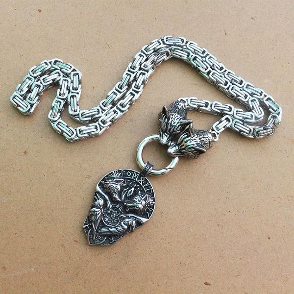 pendant necklaces 1pcs men necklace stainless steel wolf head chain with raven sigil wolves tree of life and norse vegvisir jewelry, Silver
pendant necklaces 1pcs men necklace stainless steel wolf head chain with raven sigil wolves tree of life and norse vegvisir jewelry, Silver