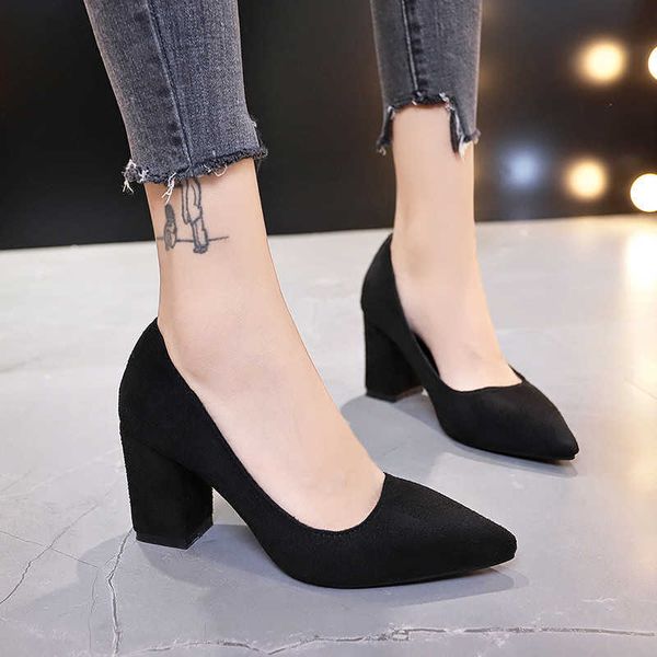 new women pumps flock sweet thick high heels female office pointed toe dress work pump cute shoes ladies footwear y0611, Black
new women pumps flock sweet thick high heels female office pointed toe dress work pump cute shoes ladies footwear y0611, Black