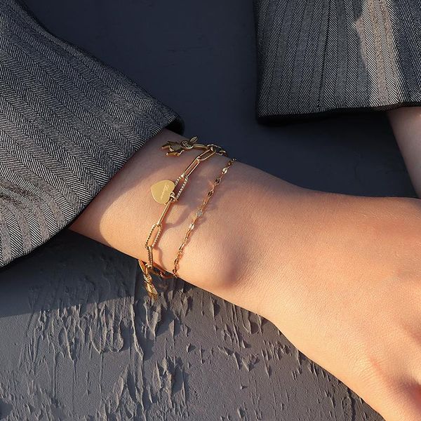 charm bracelets personality jewelry designer ins fashion heart gold silver double layer link chain, Golden;silver
charm bracelets personality jewelry designer ins fashion heart gold silver double layer link chain, Golden;silver