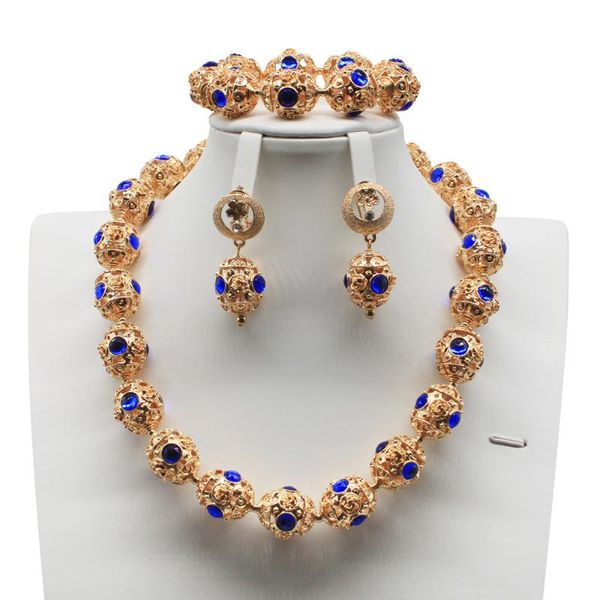 earrings & necklace golden royal blue rhinestone african gold beads set nigeria wedding handmade jewelry bold statement sliver, Silver
earrings & necklace golden royal blue rhinestone african gold beads set nigeria wedding handmade jewelry bold statement sliver, Silver