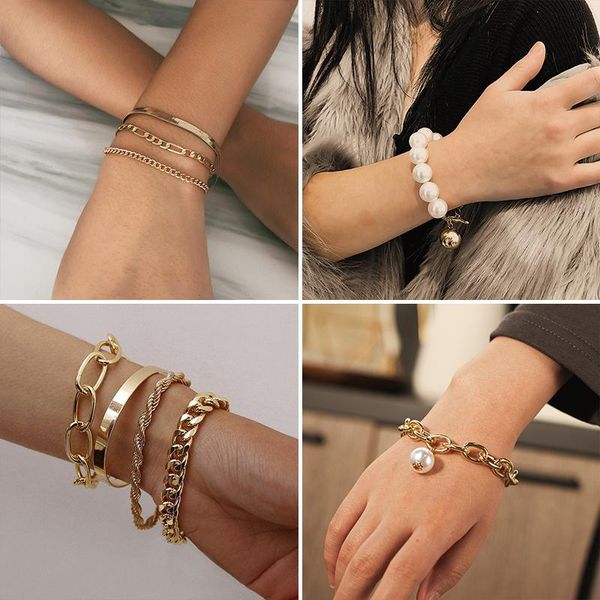 link, chain women's bracelets bohemian gold for women girls luxury baroque pearl pendant bracelet bangles 2021 trend jewelry, Black
link, chain women's bracelets bohemian gold for women girls luxury baroque pearl pendant bracelet bangles 2021 trend jewelry, Black