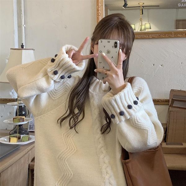 women's sweaters white twist sweater women autumn winter loose retro thickened outside ladies jumper pull femme, White;black
women's sweaters white twist sweater women autumn winter loose retro thickened outside ladies jumper pull femme, White;black