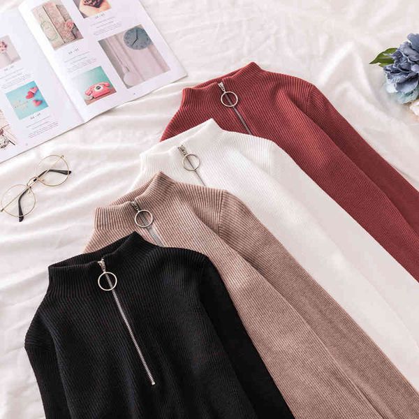 women's sweaters pullover sweater knitted women winter fall striped zipper elasticity half turtleneck woman pullovers casual slim pull, White;black
women's sweaters pullover sweater knitted women winter fall striped zipper elasticity half turtleneck woman pullovers casual slim pull, White;black