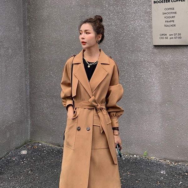 women's trench coats 2021 autumn winter hepburn style temperament waist slimming fashion sweet windbreaker jacket coat women, Tan;black
women's trench coats 2021 autumn winter hepburn style temperament waist slimming fashion sweet windbreaker jacket coat women, Tan;black