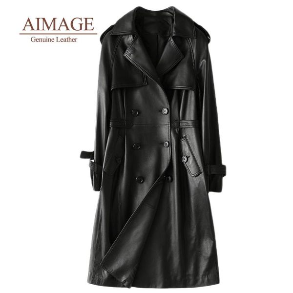 women's leather & faux long genuine jacket for women double button motor outwear loose belt windbreaker temperament sheepskin trench co, Black
women's leather & faux long genuine jacket for women double button motor outwear loose belt windbreaker temperament sheepskin trench co, Black