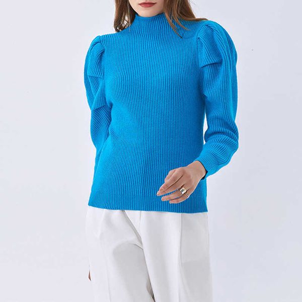 women's sweaters autumn winter fashion retro half turtleneck candy color bubble sleeve slim blue sweater women casual pullover clothes, White;black
women's sweaters autumn winter fashion retro half turtleneck candy color bubble sleeve slim blue sweater women casual pullover clothes, White;black