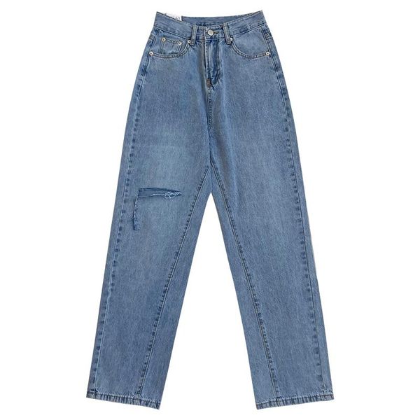 torn and old design retro washed white high waist loose thin wild straight-leg jeans pants women's, Blue
torn and old design retro washed white high waist loose thin wild straight-leg jeans pants women's, Blue