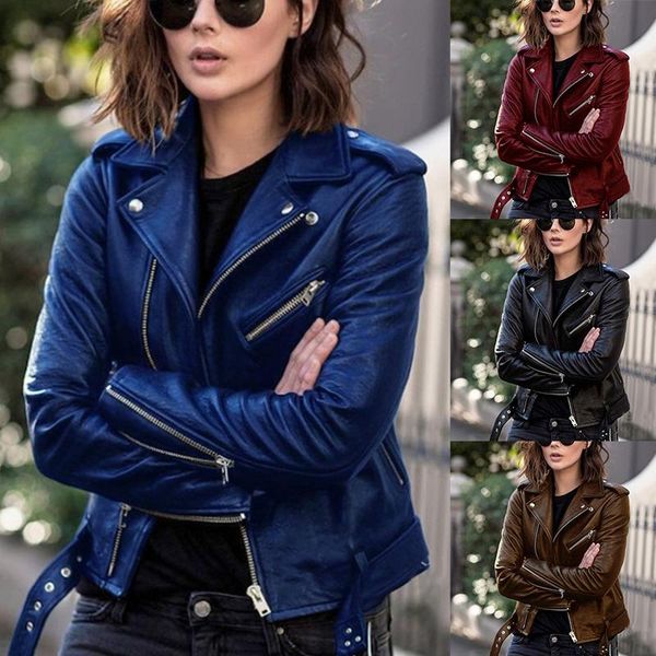 women's jackets moto biker lapel jacket fashionable coat long sleeve outwear faux leather punk zipper clothes comfortable soft for wom, Black;brown
women's jackets moto biker lapel jacket fashionable coat long sleeve outwear faux leather punk zipper clothes comfortable soft for wom, Black;brown