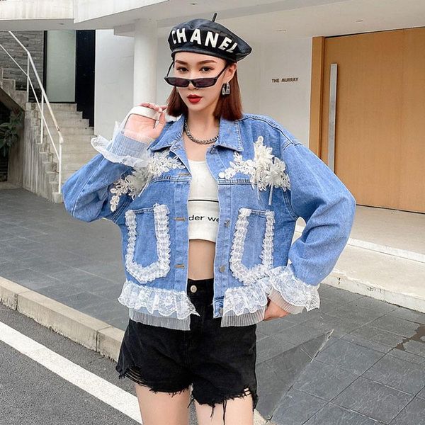 women's jackets autumn women vintage beaded net yarn flower lace patchwork jeans jacket long sleeve female casual short denim jaqueta f, Black;brown
women's jackets autumn women vintage beaded net yarn flower lace patchwork jeans jacket long sleeve female casual short denim jaqueta f, Black;brown