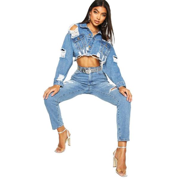 women's jackets autumn american net red fashion ripped denim coat women cowboy jacket, Black;brown
women's jackets autumn american net red fashion ripped denim coat women cowboy jacket, Black;brown