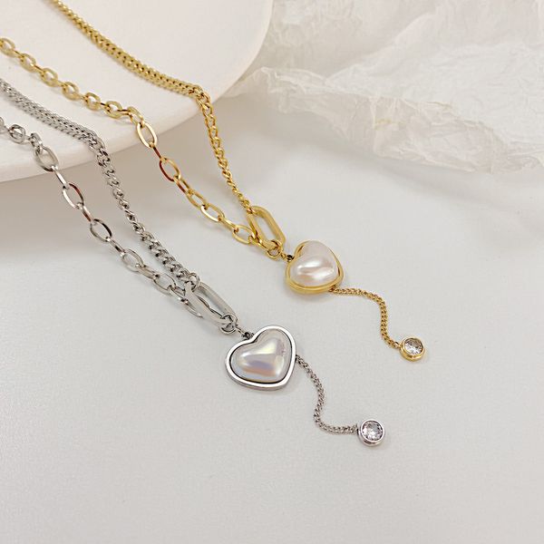 treny wife/ mother's presents stainless steel layering necklace layered choker pearl zirconia heart pendant for women 41cm+6mm, Silver
treny wife/ mother's presents stainless steel layering necklace layered choker pearl zirconia heart pendant for women 41cm+6mm, Silver