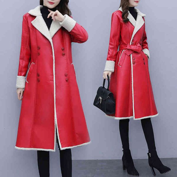 women's leather & faux lamb wool coat loose and thin cotton clothes fat sister winter trench for women plus size ixln, Black
women's leather & faux lamb wool coat loose and thin cotton clothes fat sister winter trench for women plus size ixln, Black
