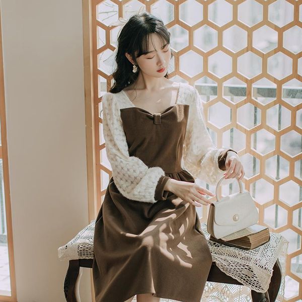 casual dresses 2021 women spring fall vintage midi lovely square collar long-sleeved dress female, Black;gray
casual dresses 2021 women spring fall vintage midi lovely square collar long-sleeved dress female, Black;gray