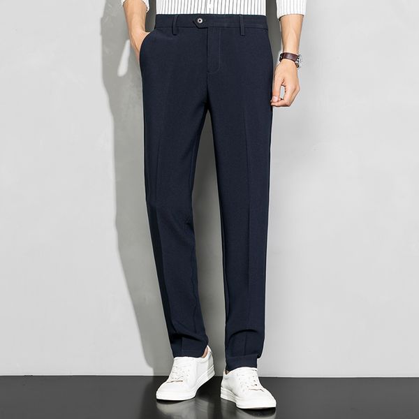 men casual pants 2021 new fourt seasons thin zipper button elasticity slim soft fabric busainess suit pants men, Black
men casual pants 2021 new fourt seasons thin zipper button elasticity slim soft fabric busainess suit pants men, Black