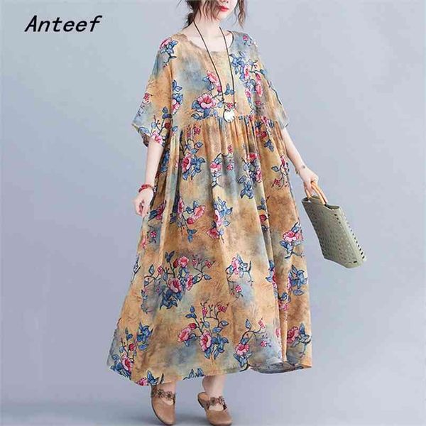 short sleeve plus size cotton vintage floral dresses for women casual loose long summer dress elegant clothes sundress 210517, Black;gray
short sleeve plus size cotton vintage floral dresses for women casual loose long summer dress elegant clothes sundress 210517, Black;gray