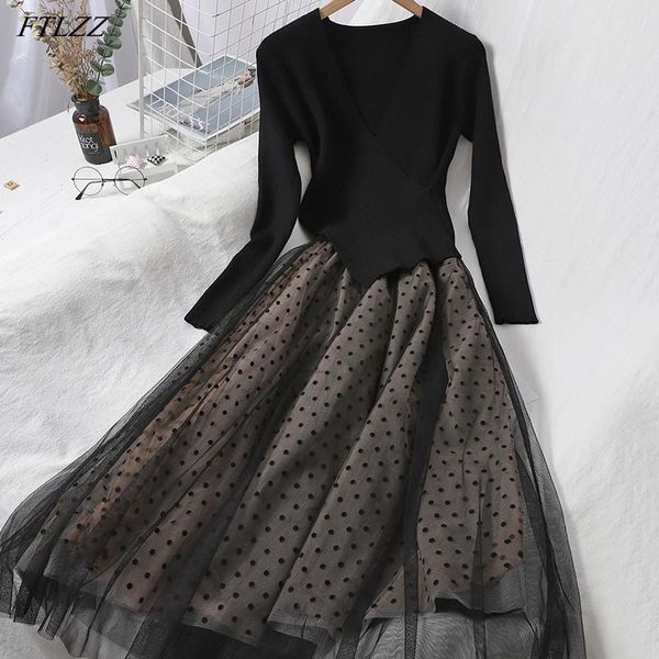 casual dresses ftlzz spring autumn women elegant knitted tulle patchwork dress o-neck long sleeve polka dot black fairy, Black;gray
casual dresses ftlzz spring autumn women elegant knitted tulle patchwork dress o-neck long sleeve polka dot black fairy, Black;gray