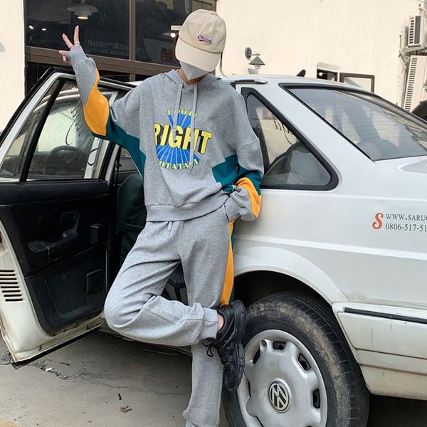 net red fried street sports suit female autumn student korean version loose and thin large size sweater running leisure two-piece set, Gray
net red fried street sports suit female autumn student korean version loose and thin large size sweater running leisure two-piece set, Gray