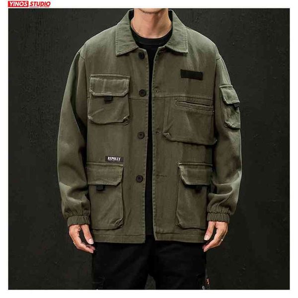 drop autumn japanese cargo coats male streetwear fashion overalls outdoor muliti-pocket jacket 210811, Black;brown
drop autumn japanese cargo coats male streetwear fashion overalls outdoor muliti-pocket jacket 210811, Black;brown