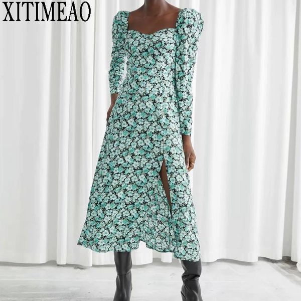 autumn women floraprinted dress long sleeve square neck high waist slim slit length party female fashion wear casual dresses, Black;gray
autumn women floraprinted dress long sleeve square neck high waist slim slit length party female fashion wear casual dresses, Black;gray