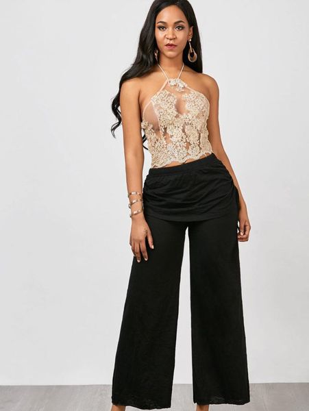 women's pants & capris casual women skirted wide leg elastic mid waist trousers for solid loose ladies pantalon femme, Black;white
women's pants & capris casual women skirted wide leg elastic mid waist trousers for solid loose ladies pantalon femme, Black;white