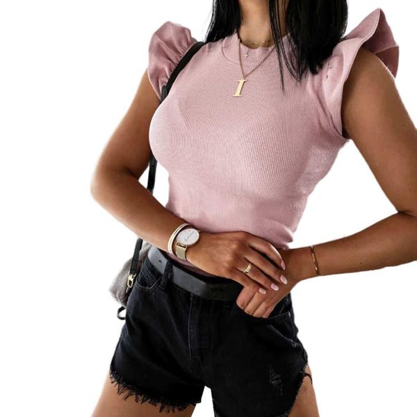 women's t-shirt women sleeve solid color summer fashion round neck t-shirts office lady slim ribbed tees female ruffles, White
women's t-shirt women sleeve solid color summer fashion round neck t-shirts office lady slim ribbed tees female ruffles, White