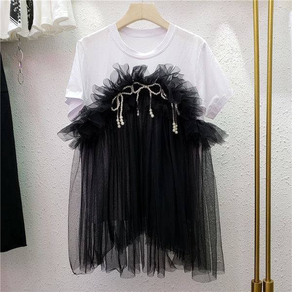 ewq women white bow beading mesh patchwork t-shirt round neck short sleeve fashion casual spring summer 16f0726 210510
ewq women white bow beading mesh patchwork t-shirt round neck short sleeve fashion casual spring summer 16f0726 210510