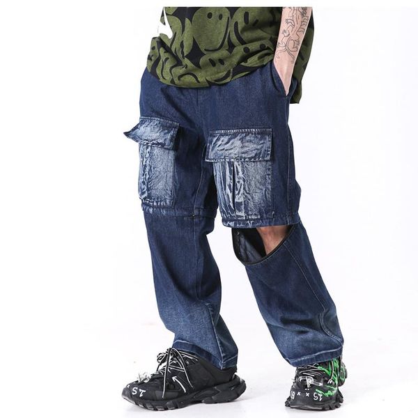 / men's wear 2021 spring trend design patchwork detachable leg denim trousers hip hop streetwear loose pants tide 9y995 jeans, Blue
/ men's wear 2021 spring trend design patchwork detachable leg denim trousers hip hop streetwear loose pants tide 9y995 jeans, Blue