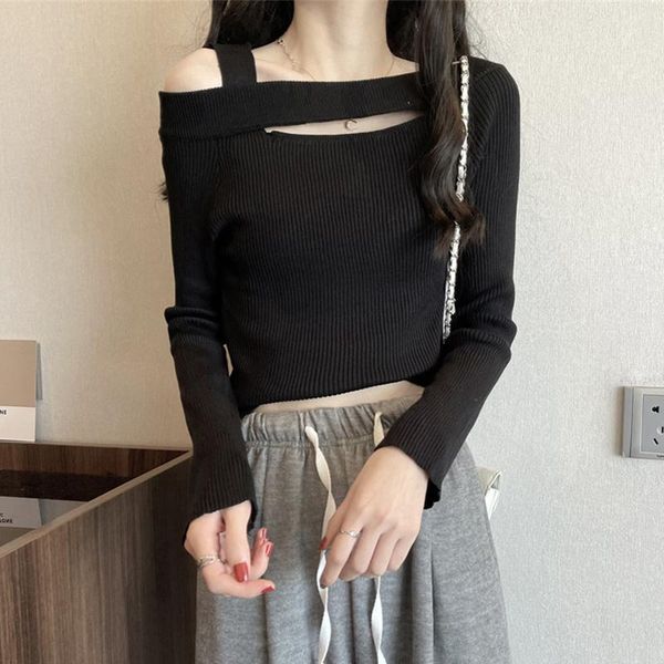 women's sweaters autumn and winter korean 2021 spice girls' t-shirt hanging neck, one line shoulder, thin backing design, long sle, White;black
women's sweaters autumn and winter korean 2021 spice girls' t-shirt hanging neck, one line shoulder, thin backing design, long sle, White;black