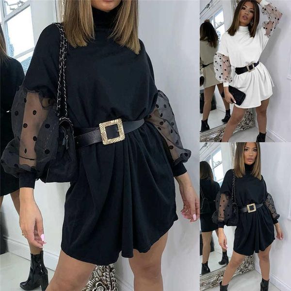 women spring summer dress high neck mesh puff long sleeve slim casual polka dots bodycon dresses elegant clubwear clothes, Black;gray
women spring summer dress high neck mesh puff long sleeve slim casual polka dots bodycon dresses elegant clubwear clothes, Black;gray